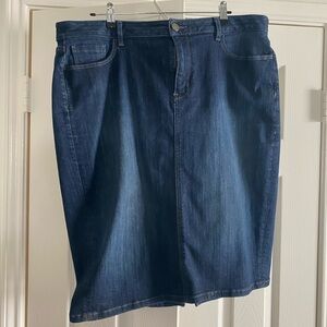 Lane Bryant Dark Blue Denim Pencil Skirt